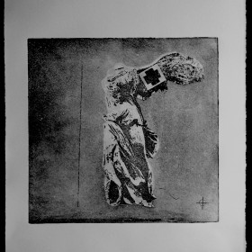 Winged Victory, aquatint etching on paper, 2011
